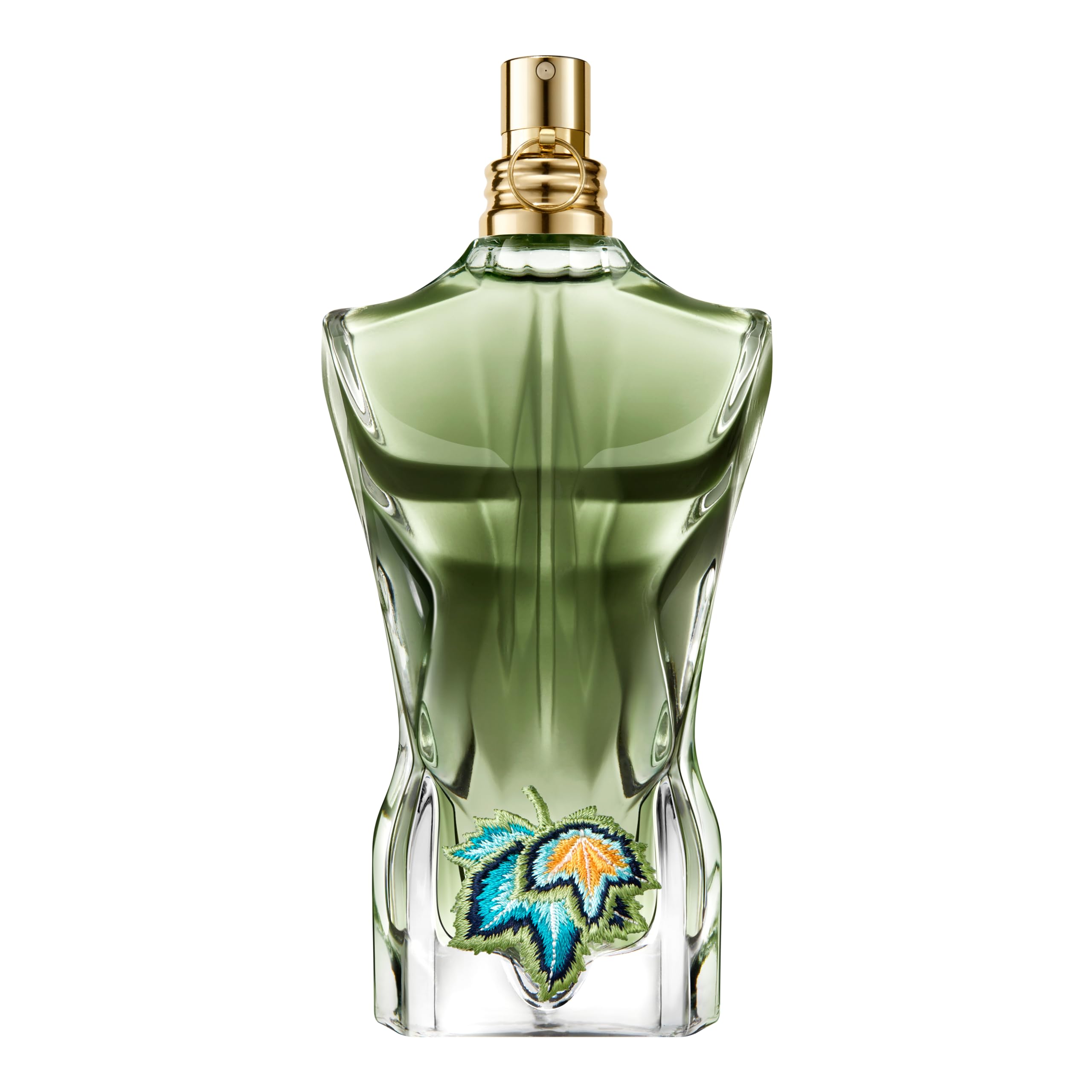 Jean Paul Gaultier Le Beau Paradise Garden bottle closeup showcasing tropical notes for summer wear
