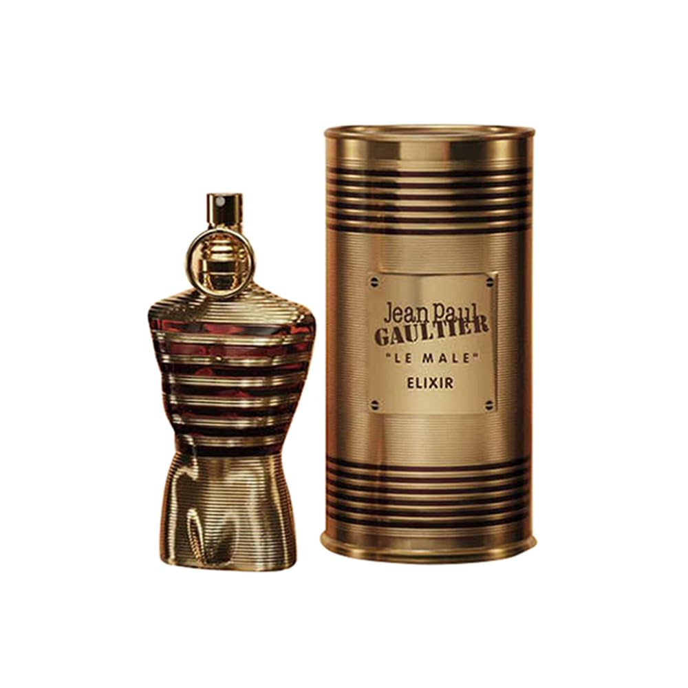 Jean Paul Gaultier Le Male Elixir bottle front view for bold evening style