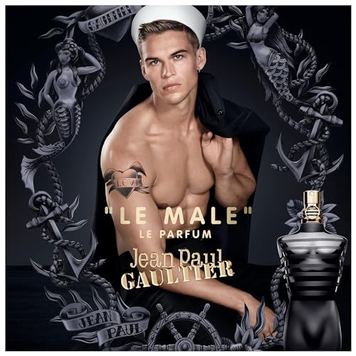 Jean Paul Gaultier Le Male Le Parfum Intense vanilla-note close-up for evening wear.