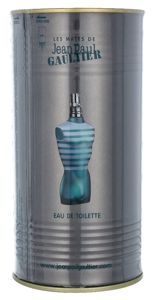 Jean Paul Gaultier Le Male store display captures iconic masculinity and fragrance ethos.