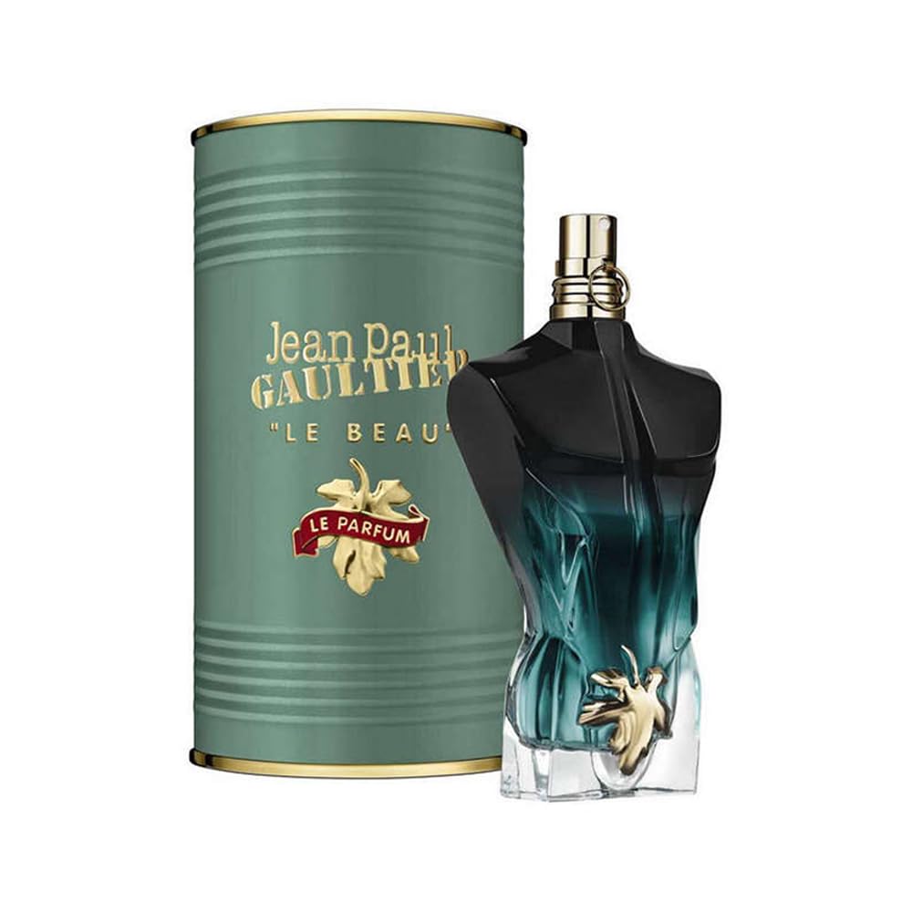 Jean Paul Gaultier Le Beau Le Parfum Intense bottle front with bold amber gradient for confident presence
