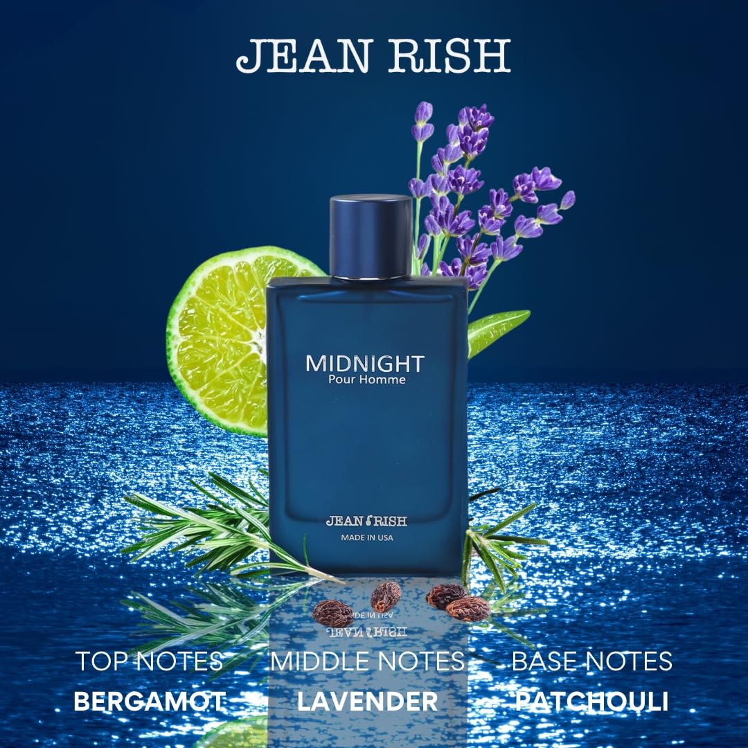 Jean Rish Midnight Pour Homme spray action captures elegant mist and confidence