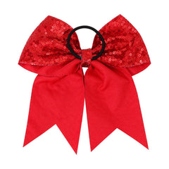 Jeffan cheer bow on ponytail demonstrates easy wear and non-slip fit