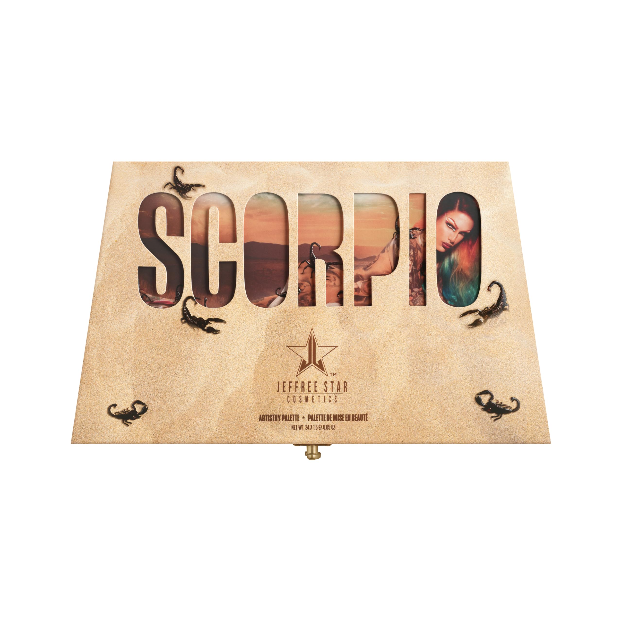 Jeffree Star Scorpio Palette bronze metallic swatch for smoky drama and party-ready lids.