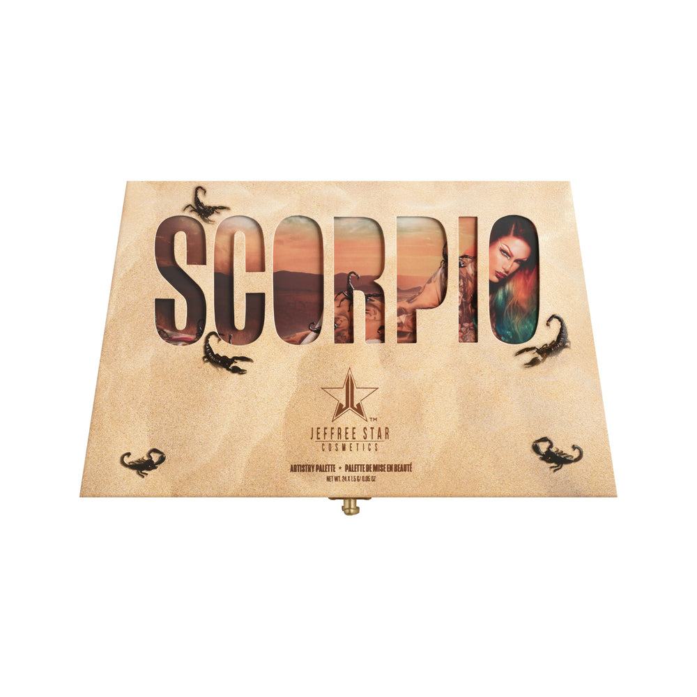 Jeffree Star Scorpio Palette bronze metallic swatch for smoky drama and party-ready lids.