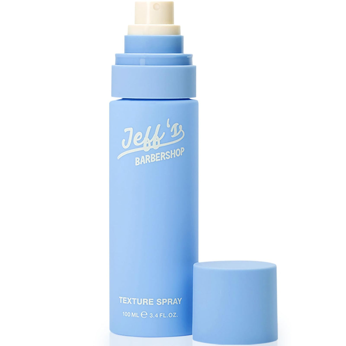 Jeff's Barbershop Sea Salt Texture Spray bottle front shows beachy texture potential and sandalwood fragrance.