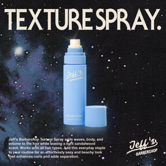 Jeff's Barbershop Sea Salt Texture Spray hair waves scene demonstrates natural beachy volume and matte finish.