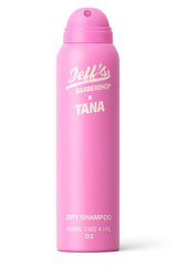 Jeff's Barbershop x Tana Dry Shampoo bottle shows a clear formula for oil absorption and fresh hair