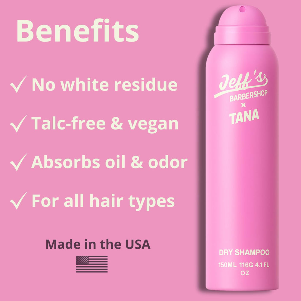 Residue-free performance from Jeff's Barbershop x Tana Dry Shampoo for clean hair
