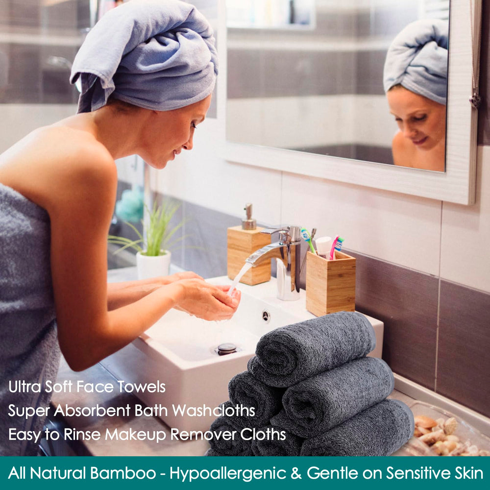 JEFFSUN soft grey washcloths for bathroom or spa routines
