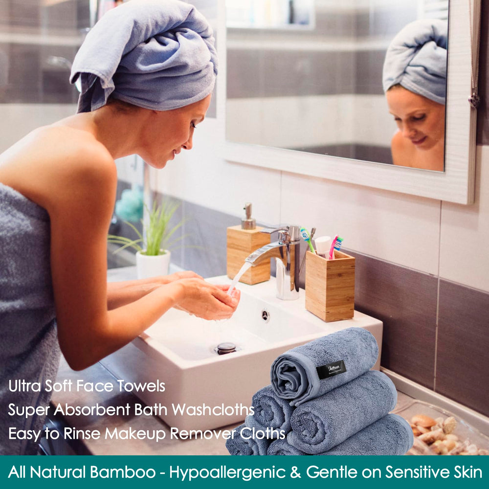 JEFFSUN wash cloths soft material close-up, plush texture perfect for makeup removal.