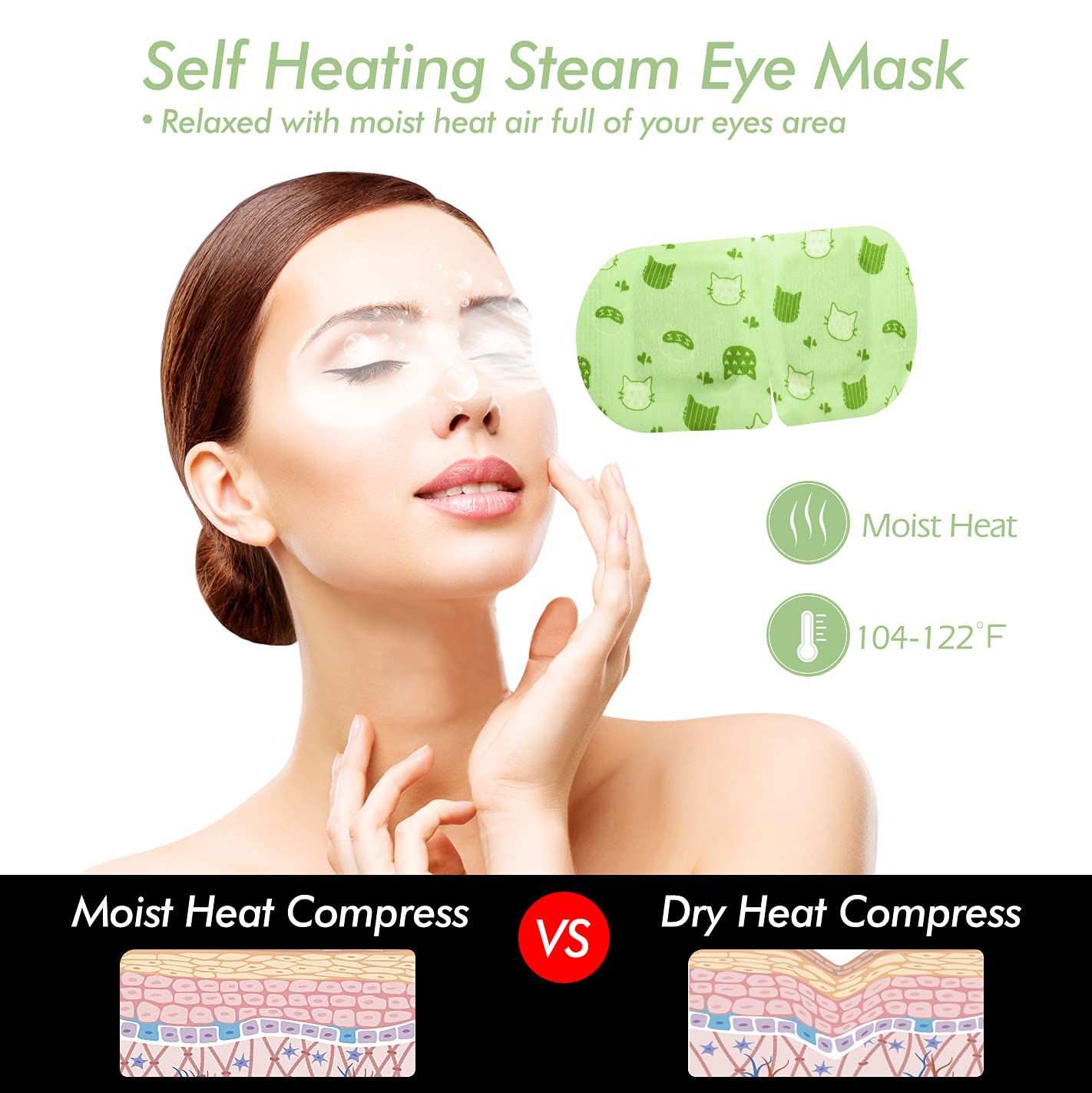 Jekeno Steam Eye Mask warm therapy helps relaxation before sleep.