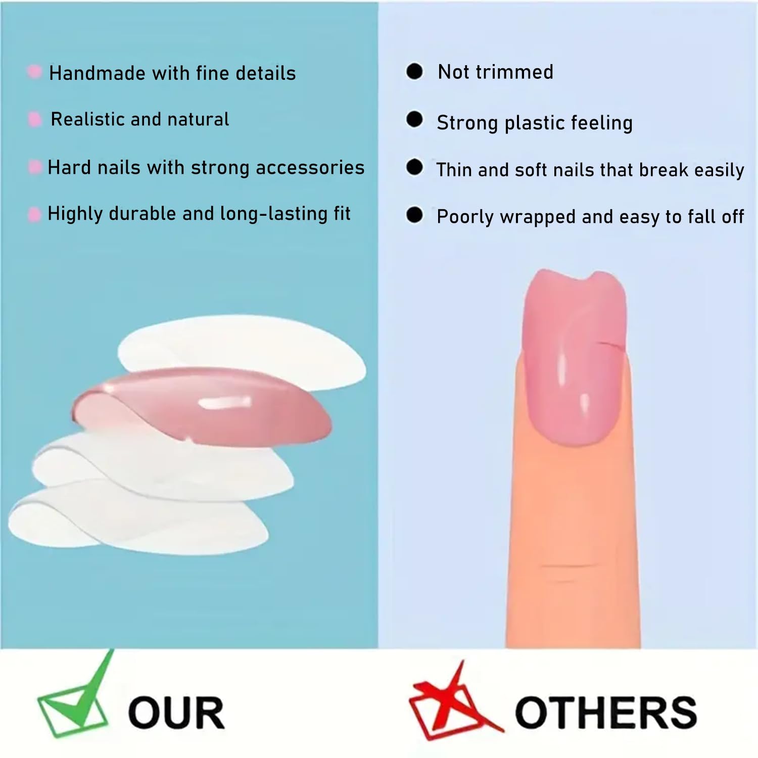 jelly glue stickers included with red french tip snowflake nails.