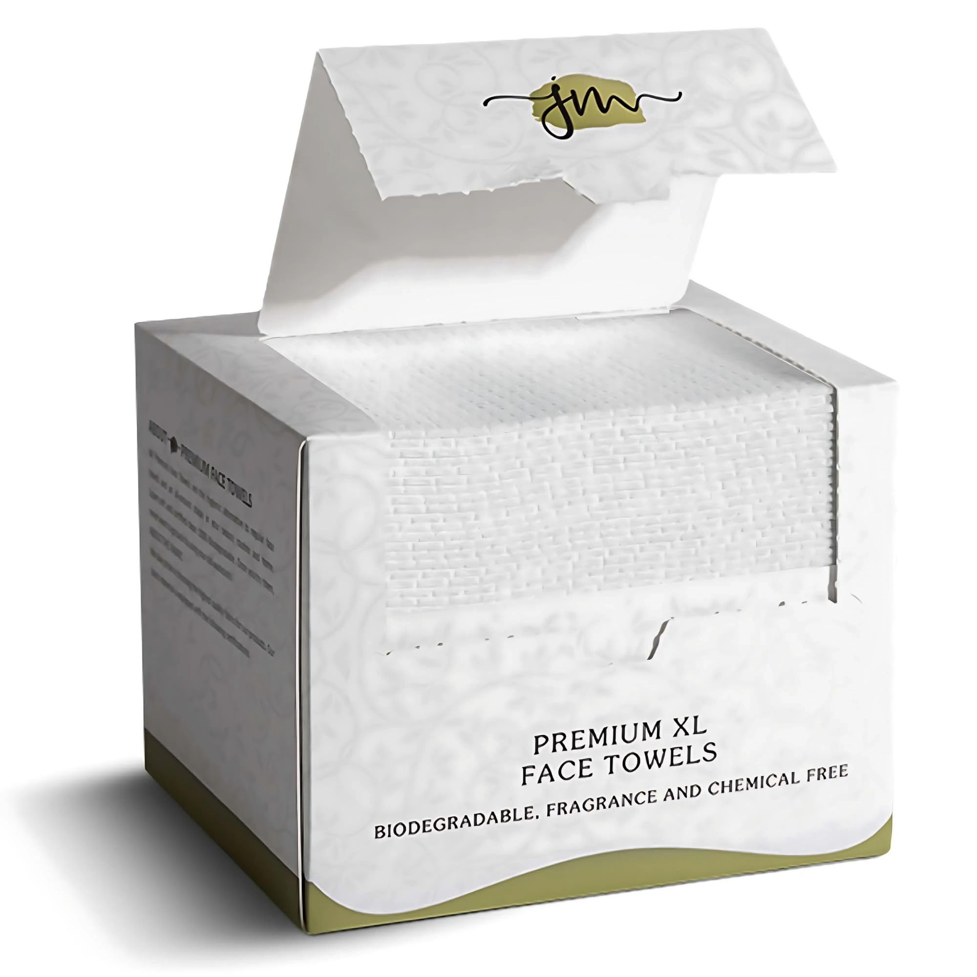 JenMom disposable face towels package shows eco-friendly box for easy daily use and travel.