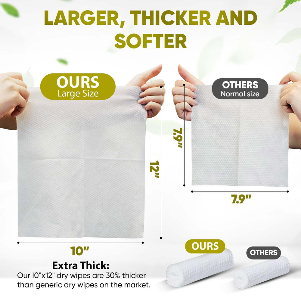 JenMom disposable face towels XL 10x12 inches provide full-face coverage.