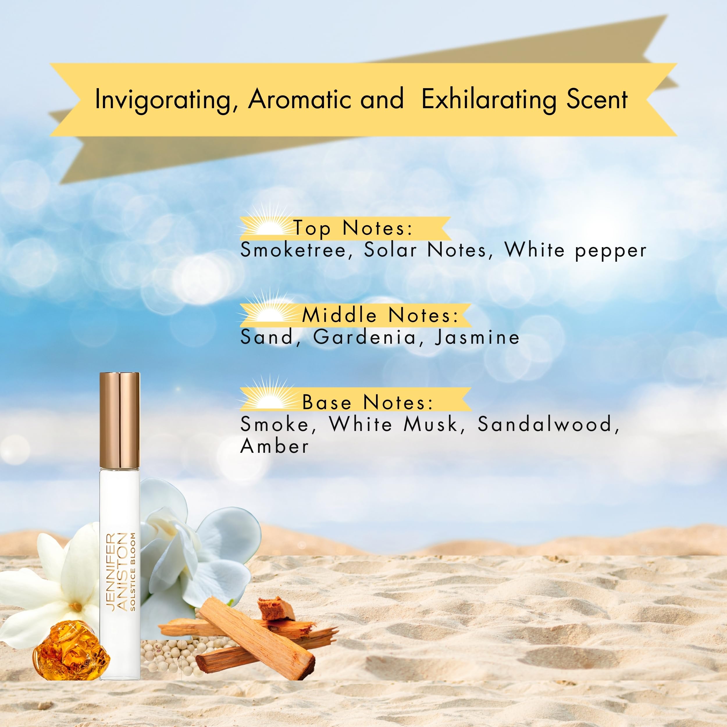 Jennifer Aniston Solstice Bloom packaging shows mini fragrance option.