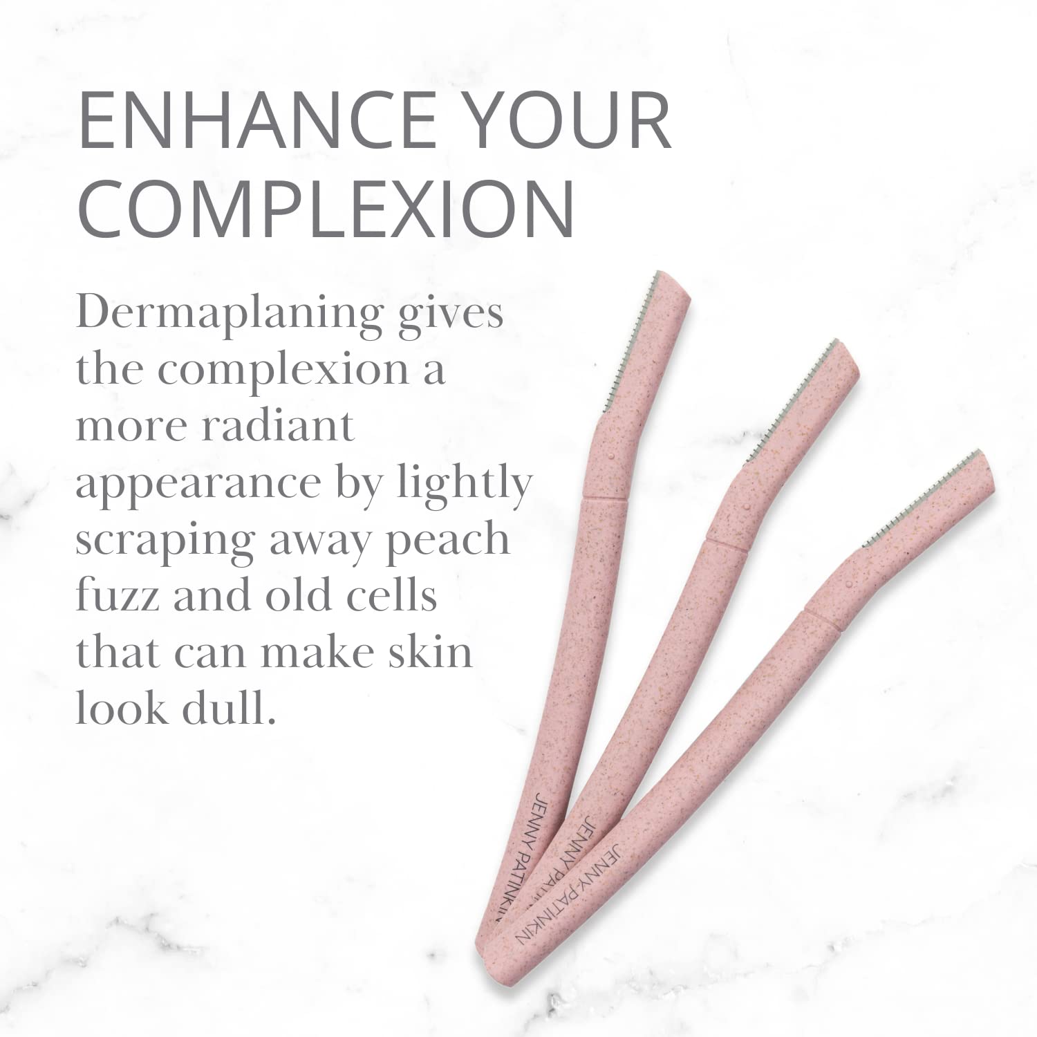 Jenny Patinkin Dermaplaning Tool Eco Handle Material highlights sustainable upcycled straw construction.