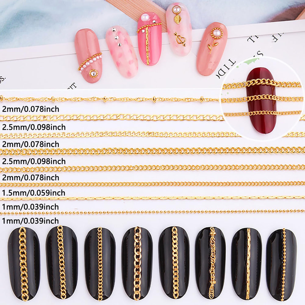 JERCLITY 19.7in gold nail chain strip shown in full length