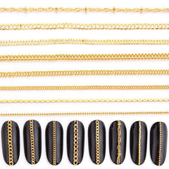 JERCLITY 8-strips gold nail chains in packaging for easy selection