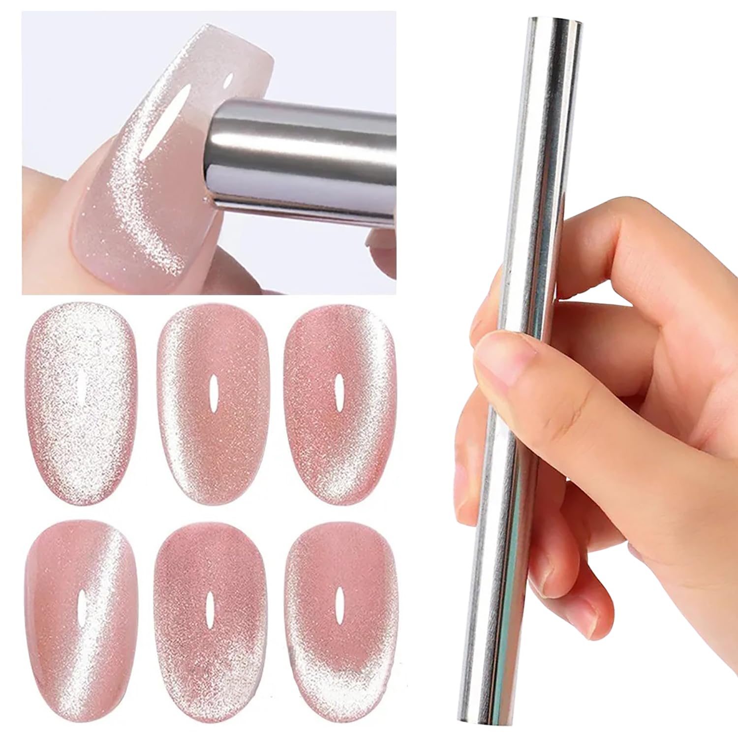 Jerclity cat eye magnet for nails shows a compact double-ended design for precise cat eye effects.