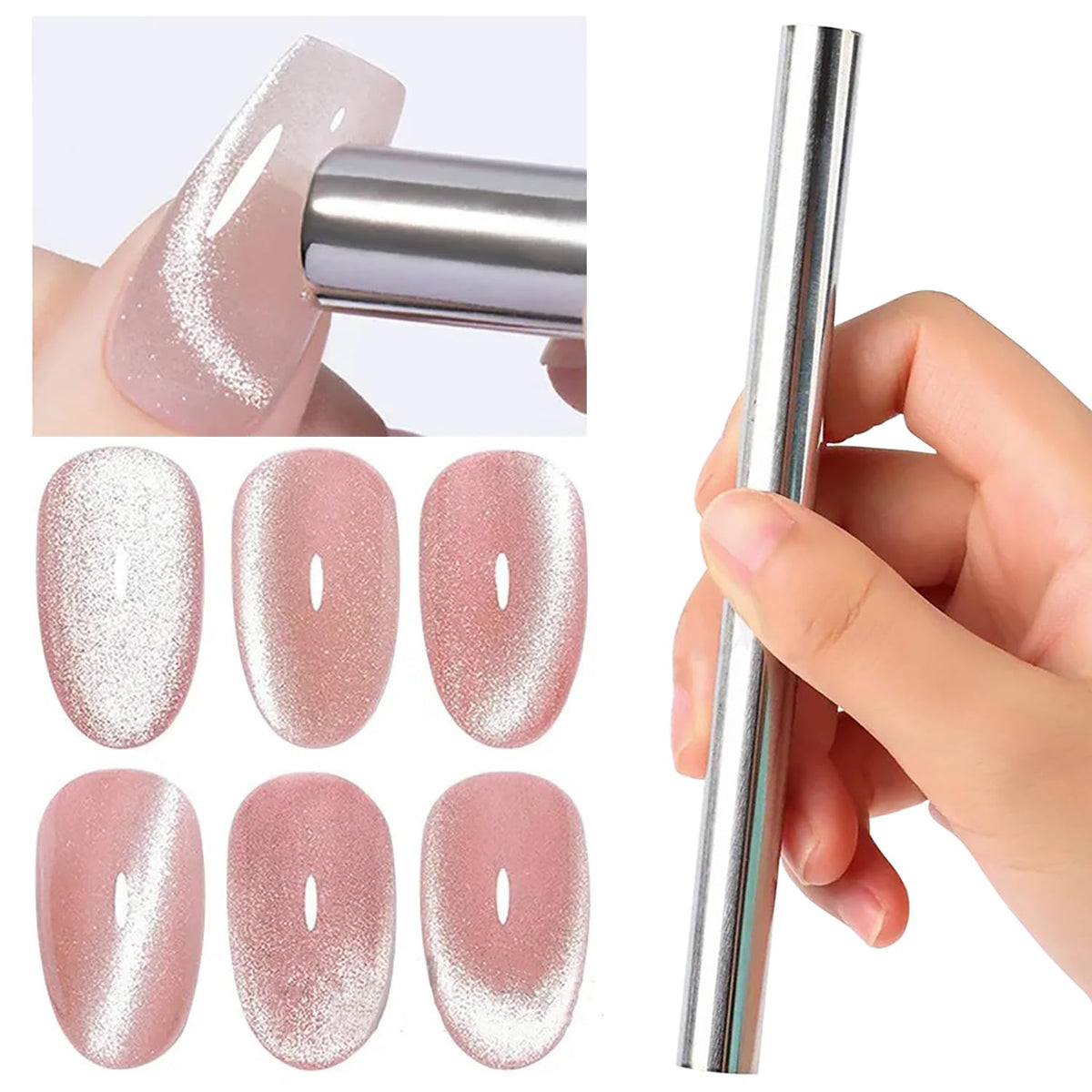 Jerclity cat eye magnet for nails shows a compact double-ended design for precise cat eye effects.
