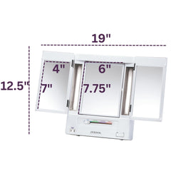 JERDON Mirror with Built-in Outlet enables curling irons or straighteners during your routine.