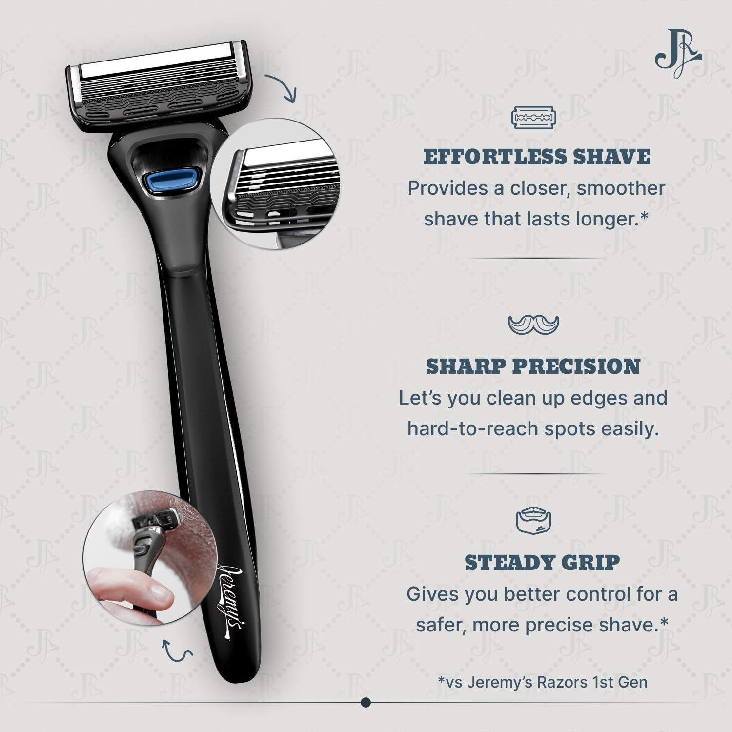 Jeremy's razor precision-trimmer detail-focused edge for clean hairlines and whiskers
