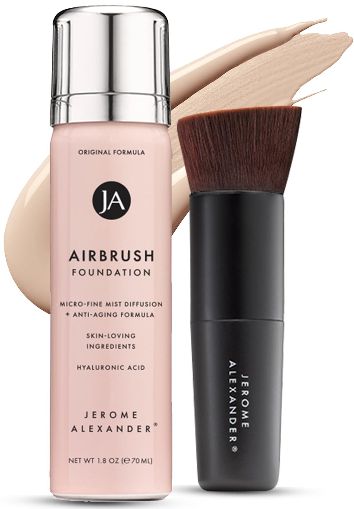 Jerome Alexander MagicMinerals airbrush foundation bottle shows flawless natural coverage for all-day wear.