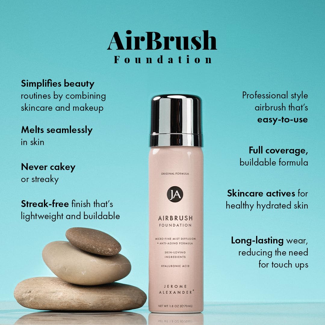 Jerome Alexander MagicMinerals airbrush mist applying on skin for even coverage
