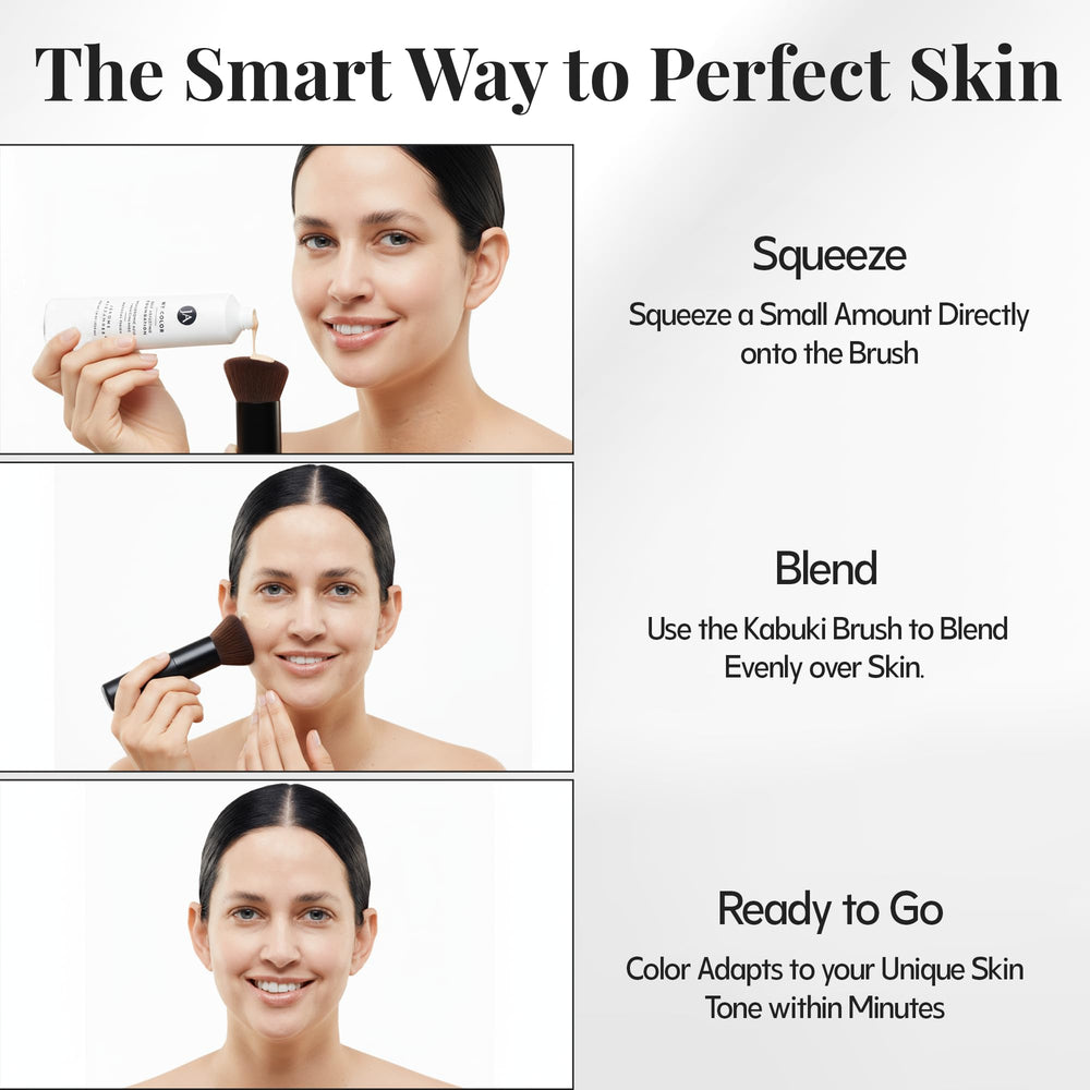 Jerome Alexander microbead technology visual highlights color-detecting beads blending into skin.