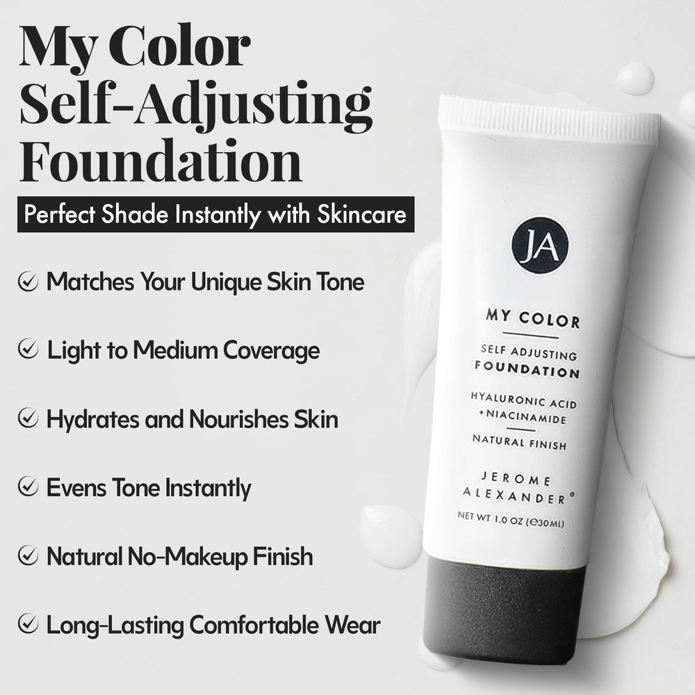 Swatch demonstrates self-adjusting shade transformation on skin tone