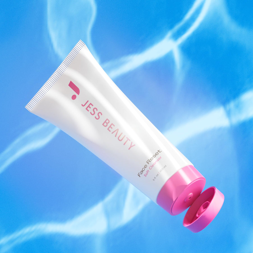 JESS BEAUTY Face Reset Cleanser foam closeup hints at a soothing cleansing experience.