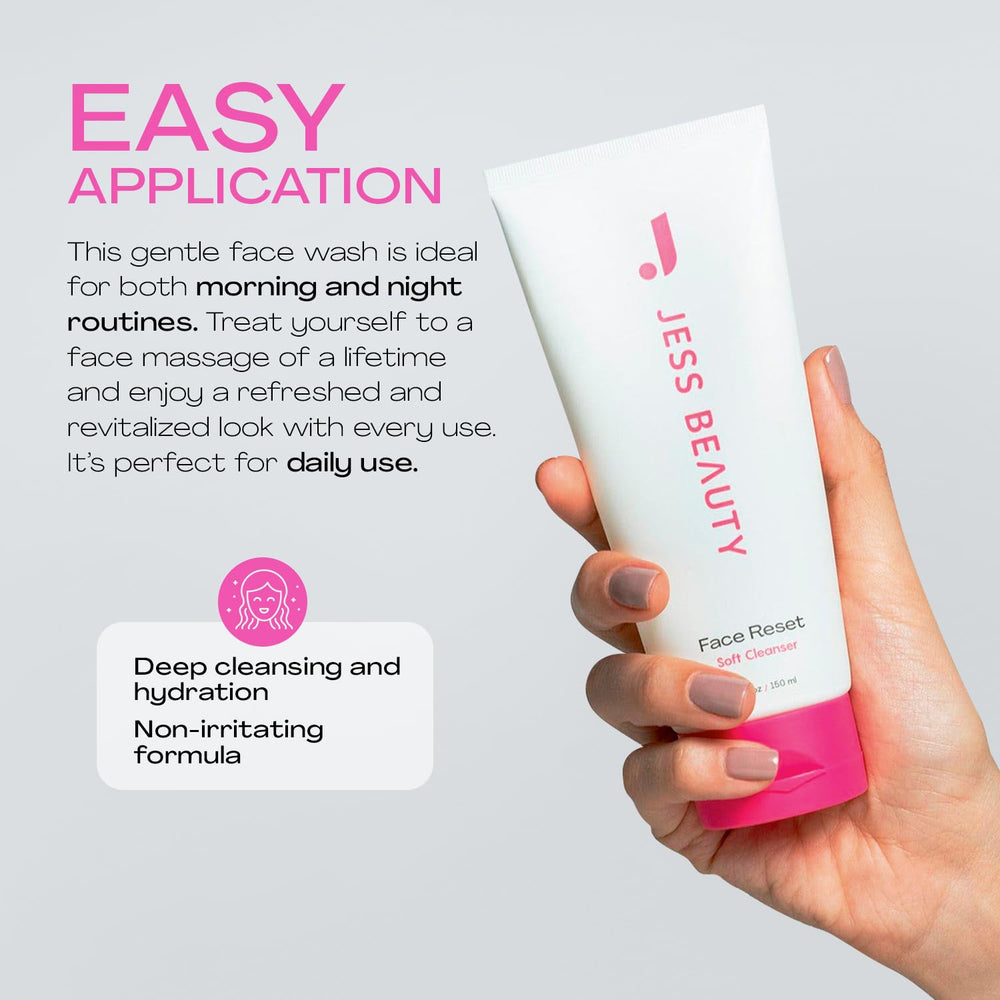 JESS BEAUTY Face Reset Cleanser morning routine shot for a revitalized start to the day.