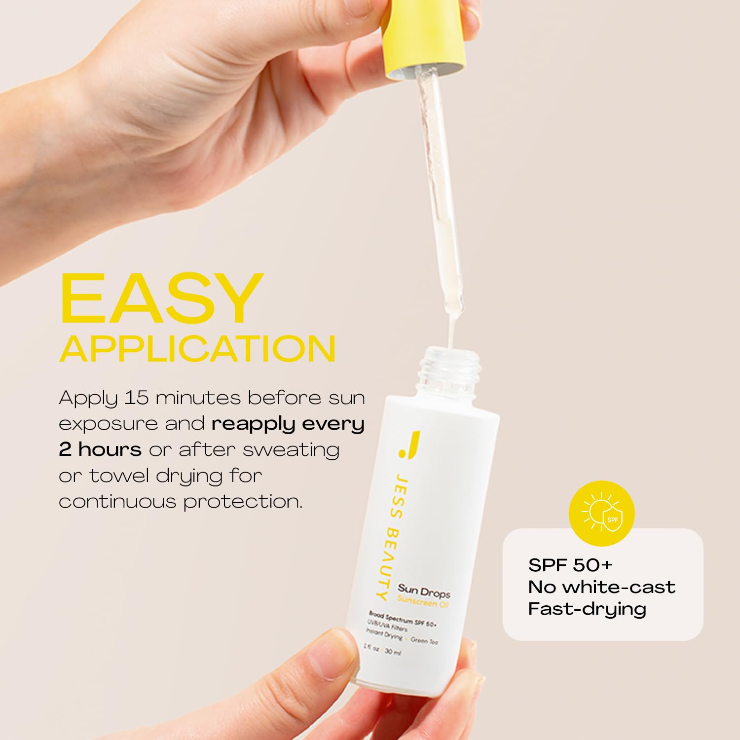 Jess Beauty Sun Drops Aloe soothe skin while hydrating and prepping for SPF.