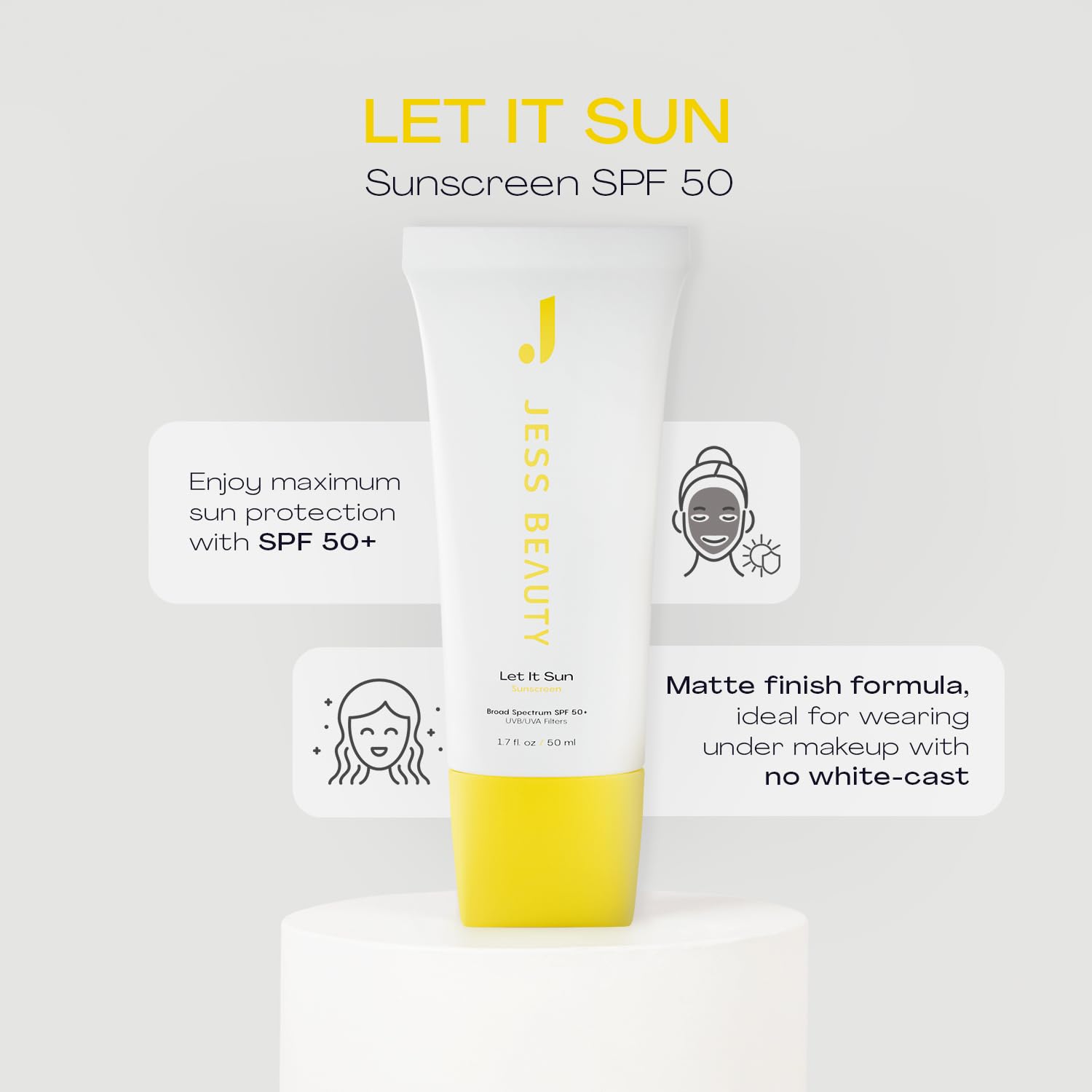 JESS BEAUTY Let it Sun texture on skin delivers a comfortable matte finish