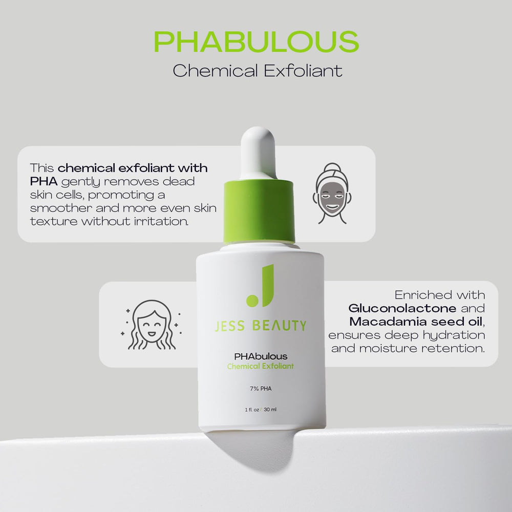 JESS BEAUTY PHAbulous Exfoliant dropper demonstrates easy nightly skincare routine