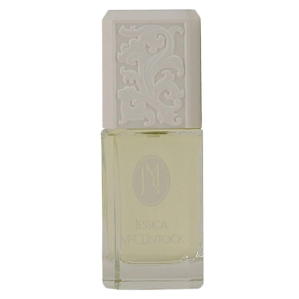 Jessica McClintock Eau de Parfum label detail highlighting classic branding and premium quality.