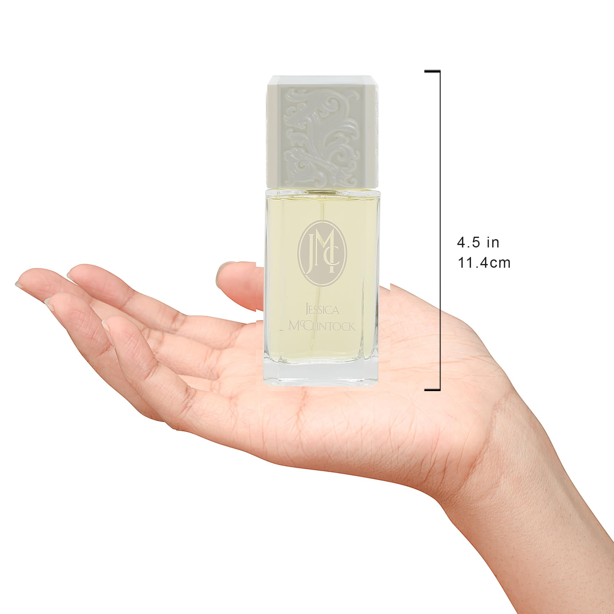 Jessica McClintock Eau de Parfum spray showing easy application for all-day scent.