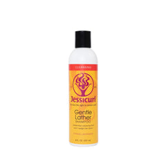 Jessicurl Gentle Lather Shampoo Citrus Lavender bottle shows light cleansing for color-treated hair.