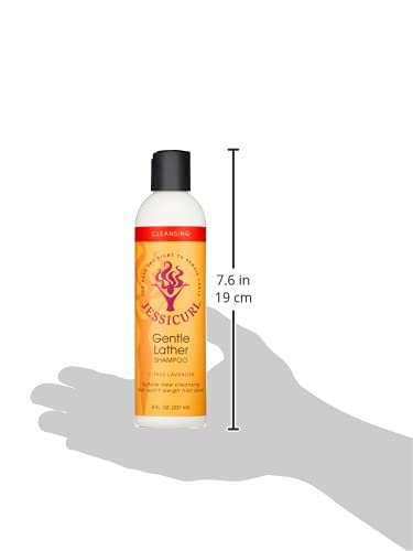Jessicurl Gentle Lather Shampoo Citrus Lavender creamy-lather close-up highlighting moisturizing formula.