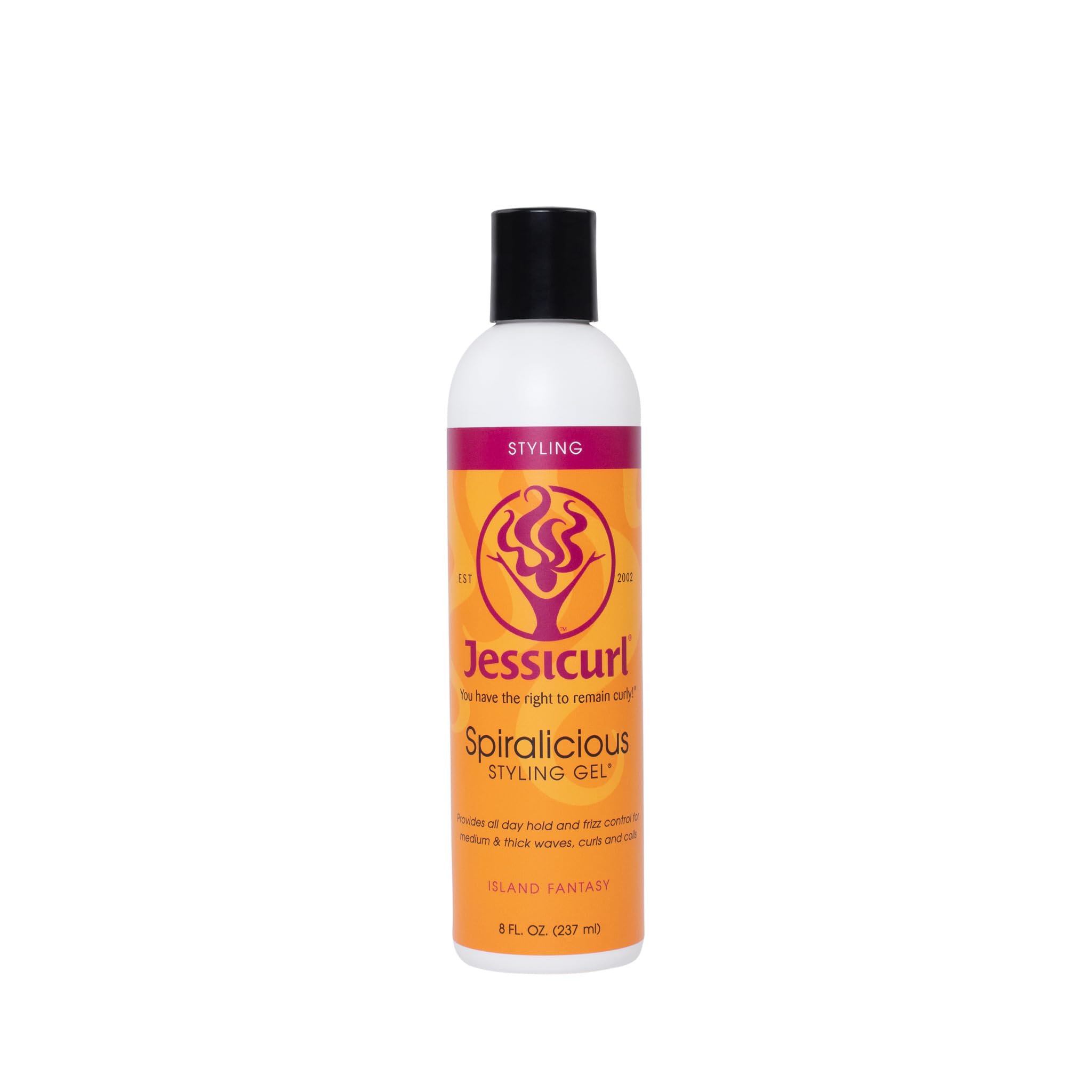 Jessicurl Spiralicious Gel bottle in Island Fantasy for easy curl definition.