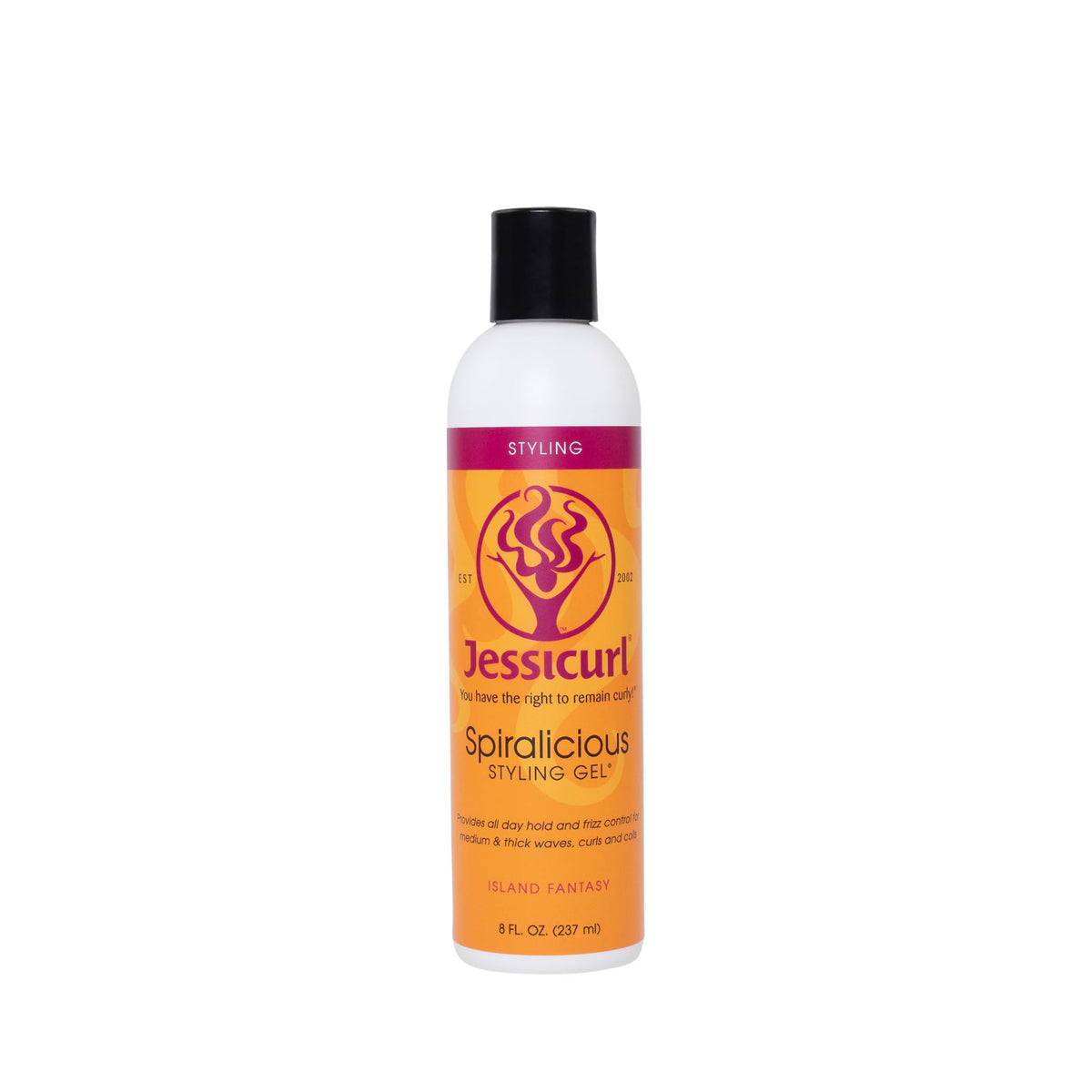 Jessicurl Spiralicious Gel bottle in Island Fantasy for easy curl definition.