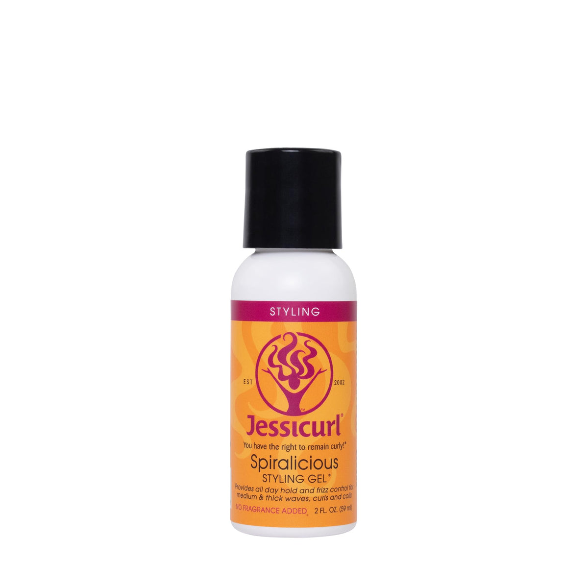 Jessicurl Spiralicious Gel bottle delivering defined curls and frizz control.