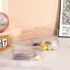 JessLab cosmetic storage case with transparent walls displays contents at a glance.