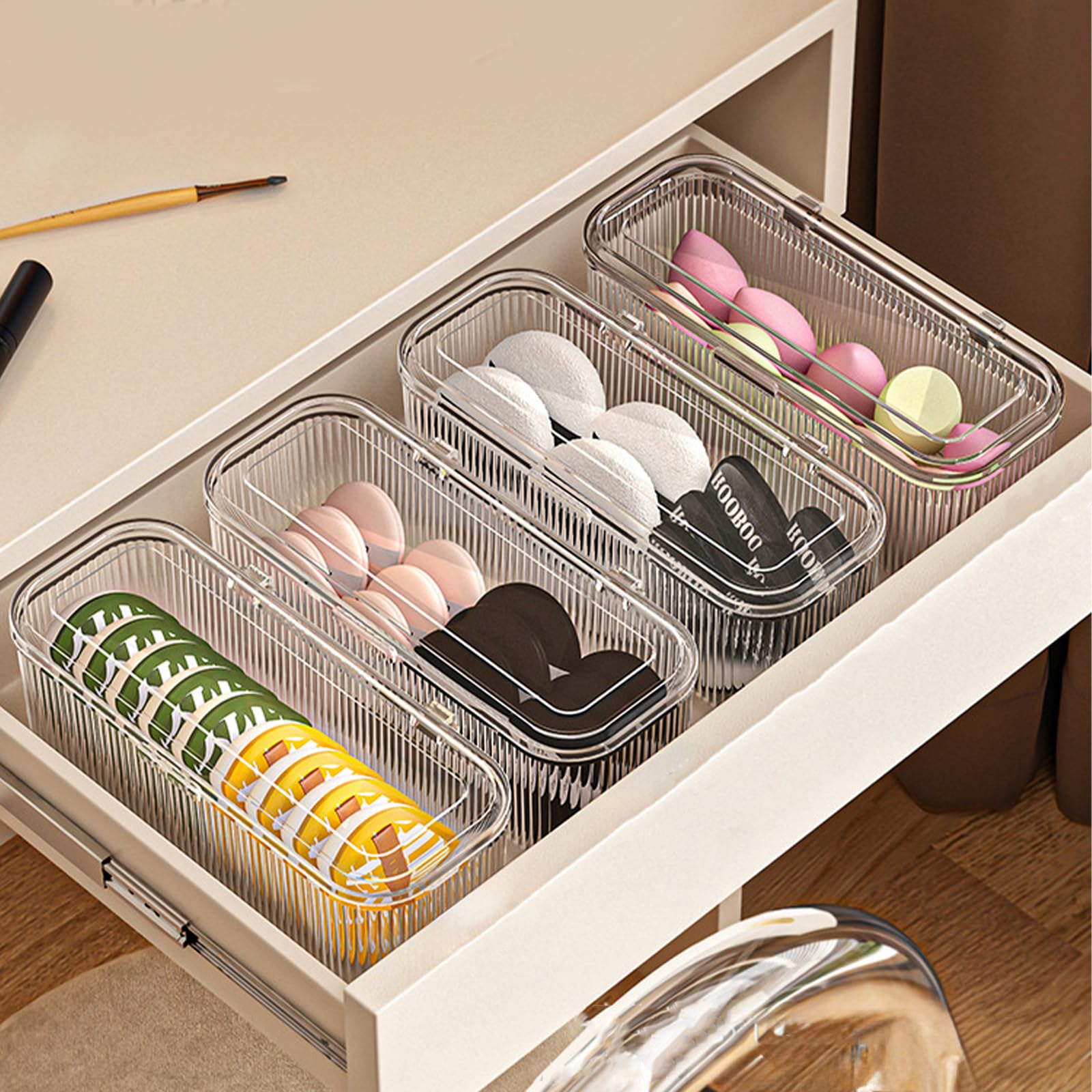 JessLab gift-ready cosmetics storage enhances vanity organization.