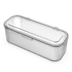 JessLab makeup brush holder with clear lid keeps brushes visible and protected.