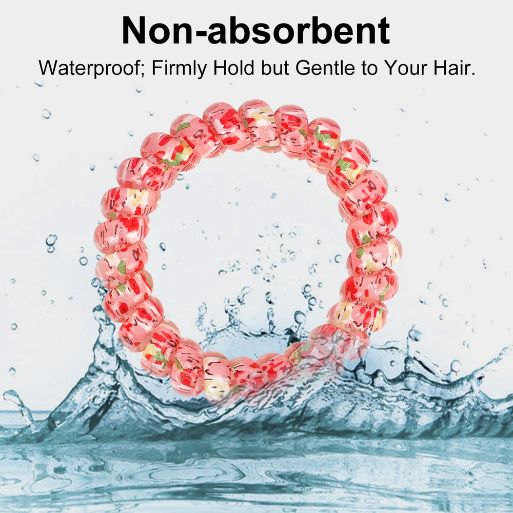 JessLab Spiral Hair Ties silkscreen floral print adds cute detail while protecting hair
