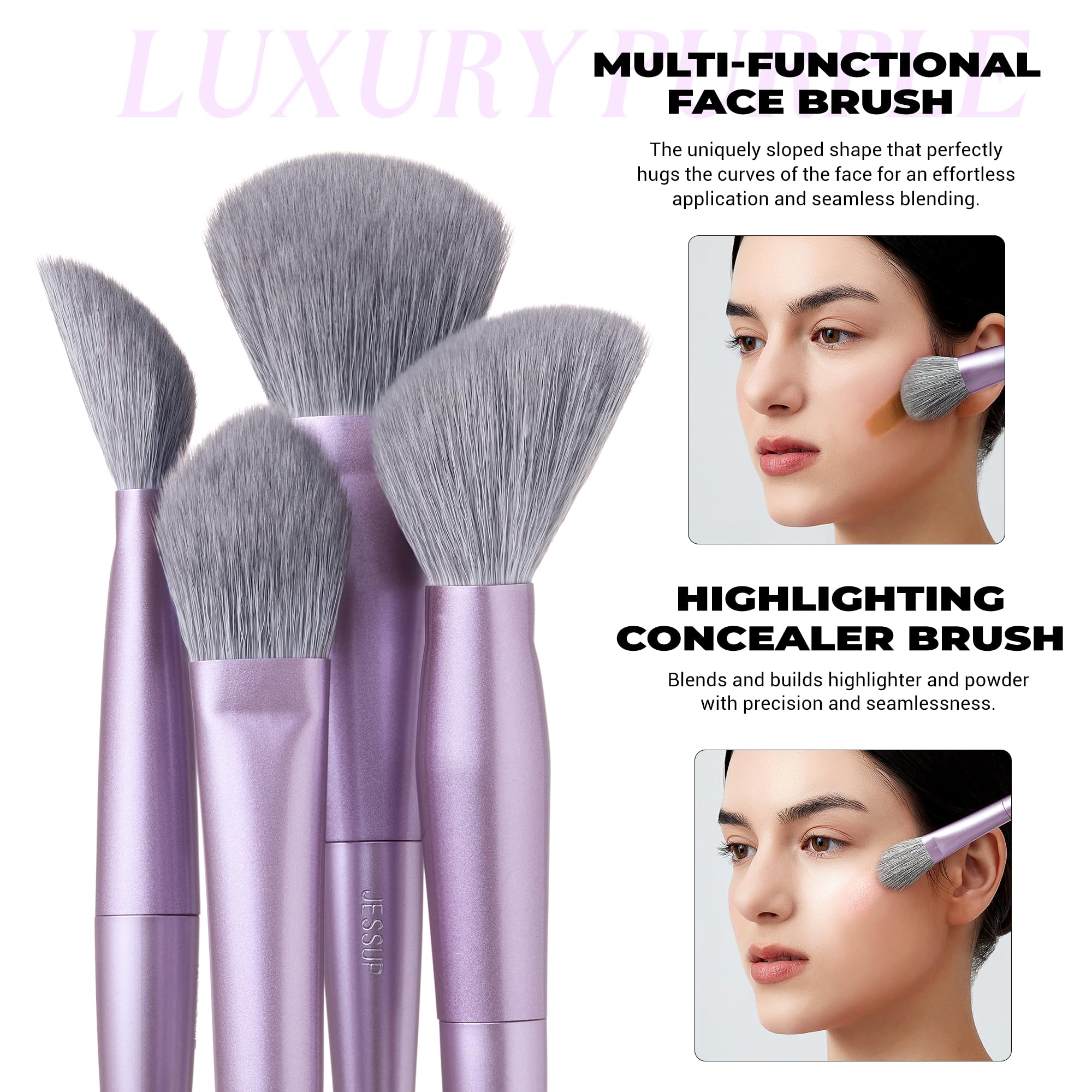Jessup 5pc highlighting concealer brush precise highlighter and powder application.