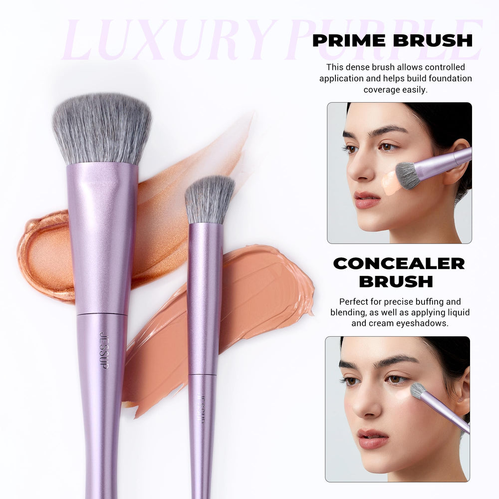 Jessup 5pc multi-functional face brush hugs contours for seamless blending.