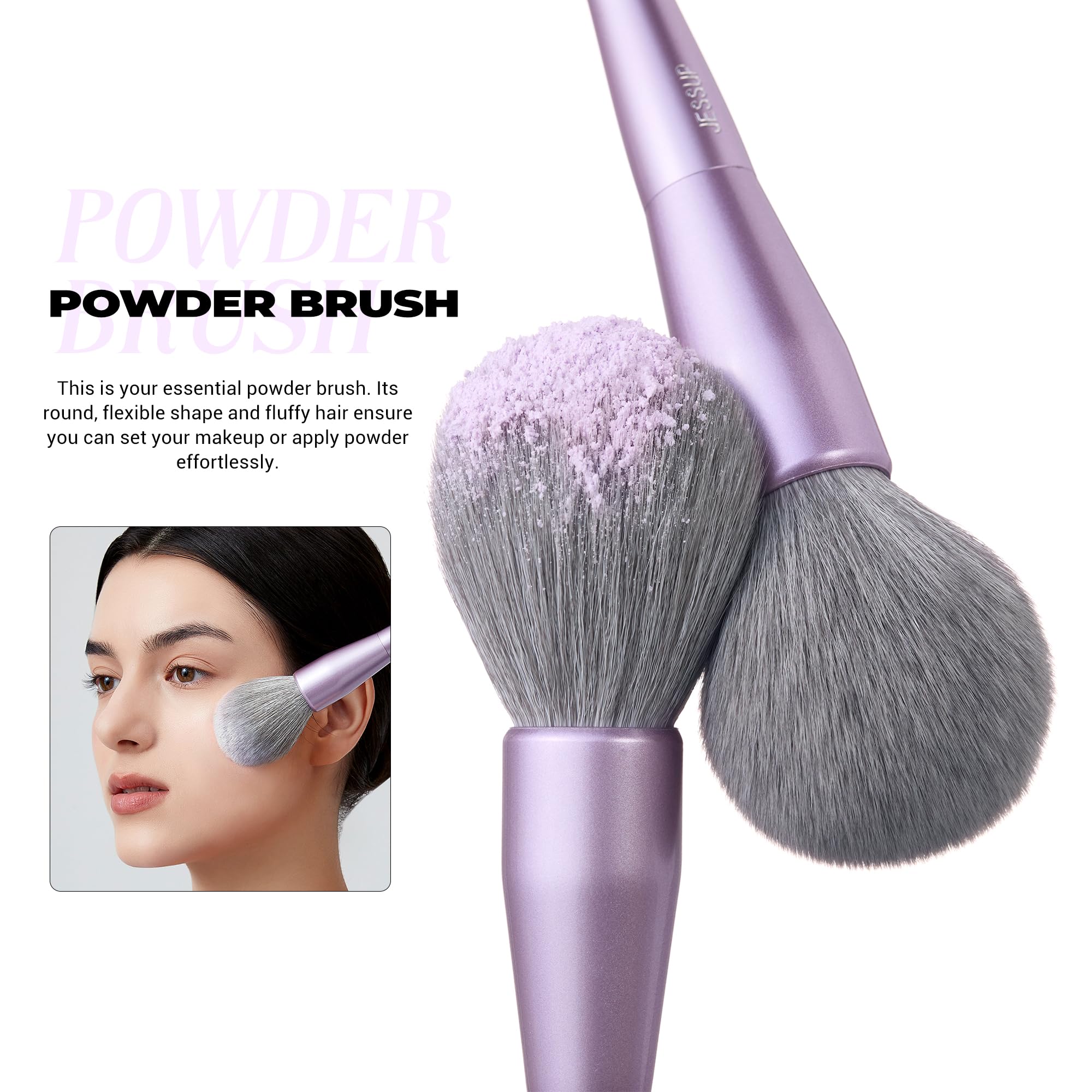 Jessup 5pc powder brush for smooth, all-over setting.